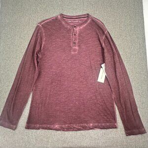 NEW! Mens Sun & Stone Long sleeve Shirt Small $35 Maroon 100% Cotton